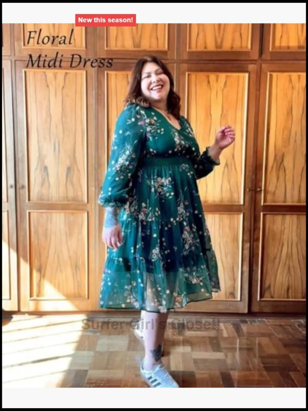Plus Size Maxi Floral Dress Women Long Sleeve V Neck Empire Waist Flowy Chiffon